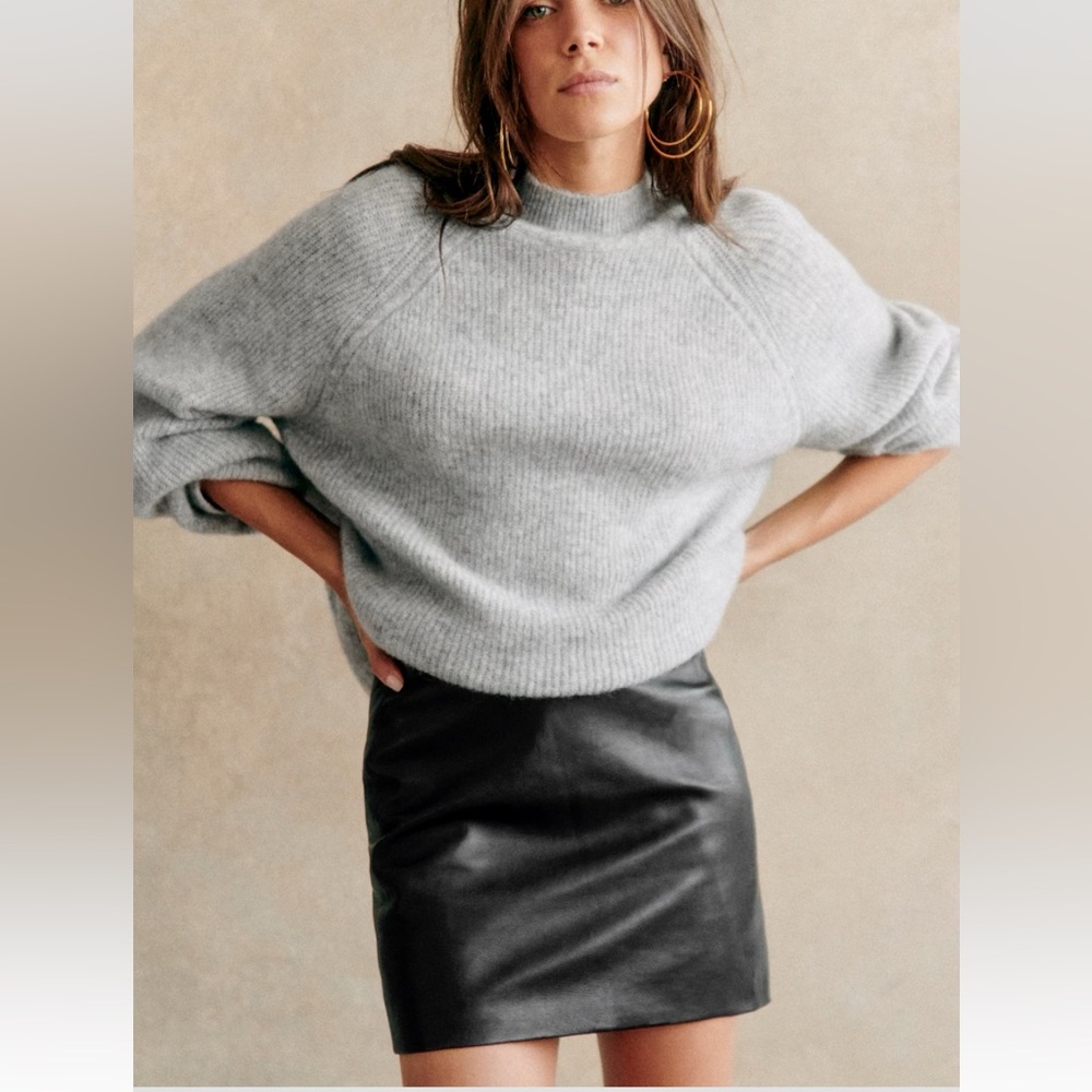 Sezane Black Leather Skirt size 6/38